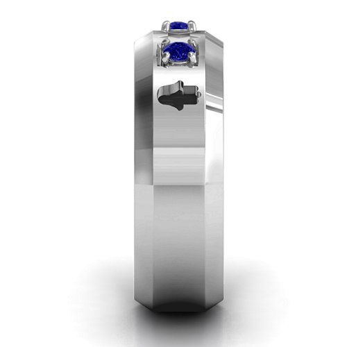 Men's Judaica Ring – Sterling Silver with Blue Sapphire