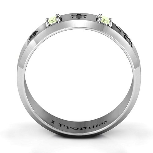 Men's Judaica Ring – Sterling Silver with Peridot