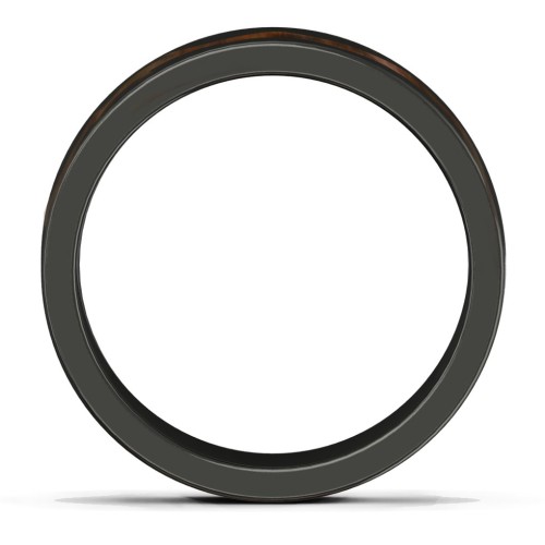 Men's Black Ceramic Ring with Wood Inlay