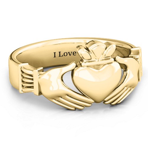 Men's Classic Celtic Claddagh Ring – 10K Yellow Gold