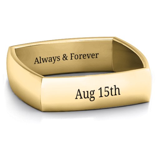 Men's Square Comfort-Fit Band – 10K Yellow Gold