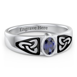 Men's Trinity Knot Ring With Oval Stone