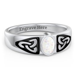 Men's Trinity Knot Ring With Oval Stone