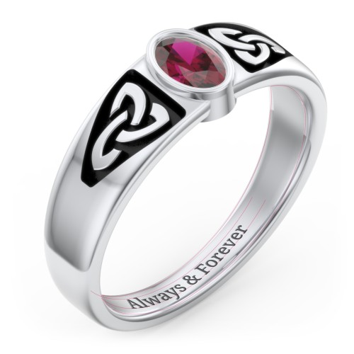 Men's Trinity Knot Ring With Oval Stone