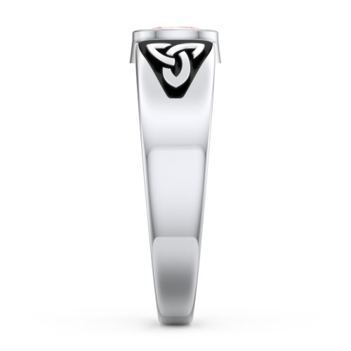 Men's Trinity Knot Ring With Oval Stone – Sterling Silver with Morganite