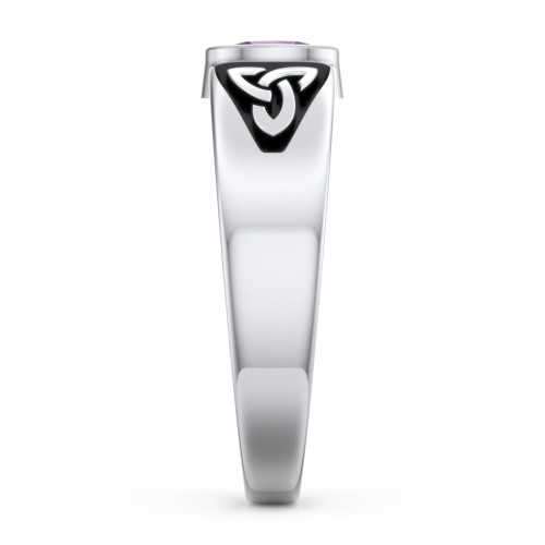 Men's Trinity Knot Ring With Oval Stone – Sterling Silver with Amethyst