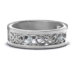 Men's Two-Stone Interwoven Infinity Band