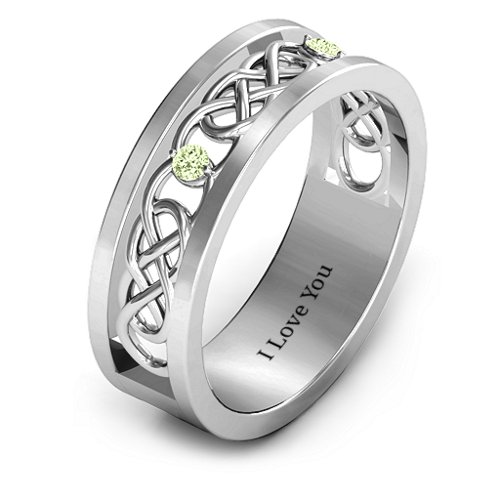 Men's Two-Stone Interwoven Infinity Band