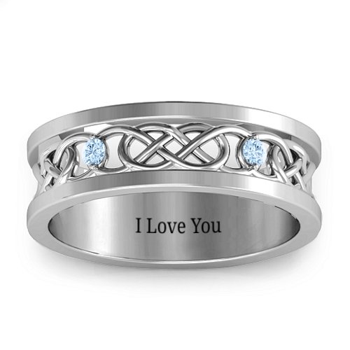 Men's Two-Stone Interwoven Infinity Band