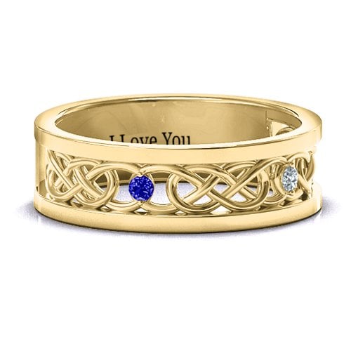 Men's Two-Stone Interwoven Infinity Band