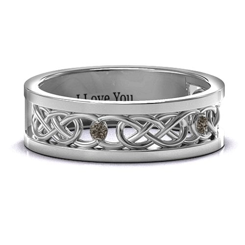 Men's Two-Stone Interwoven Infinity Band