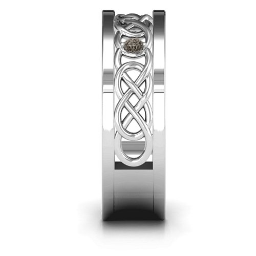Men's Two-Stone Interwoven Infinity Band – Sterling Silver with Smokey Quartz
