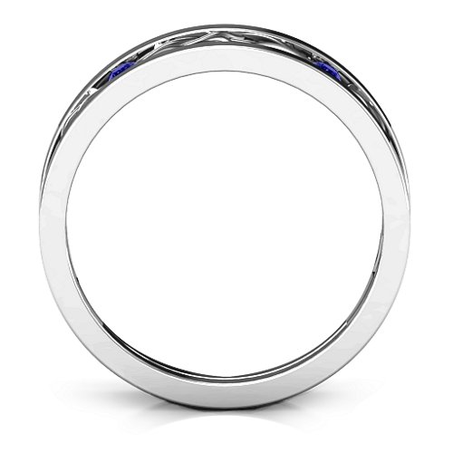 Men's Two-Stone Interwoven Infinity Band – Sterling Silver with Blue Sapphire