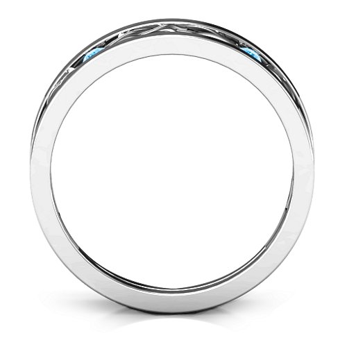 Men's Two-Stone Interwoven Infinity Band – Sterling Silver with Blue Topaz