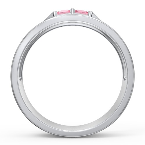 Men's Timeless Two Stone Ring – Sterling Silver with Pink Tourmaline