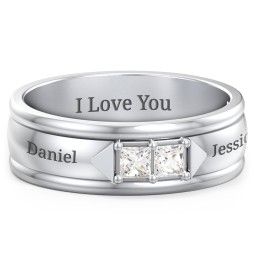 Men's Timeless Two Stone Ring in 925 Sterling Silver with Cubic Zirconia
