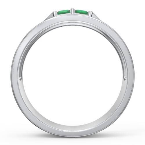 Men's Timeless Two Stone Ring – Sterling Silver with Emerald