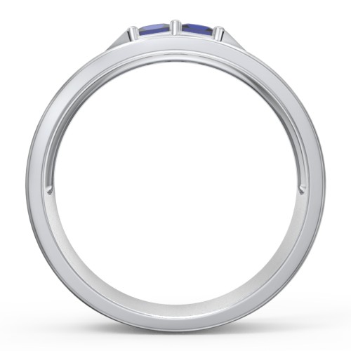 Men's Timeless Two Stone Ring – Sterling Silver with Blue Sapphire