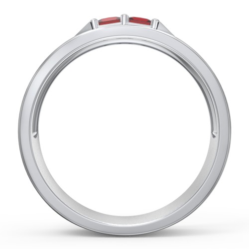 Men's Timeless Two Stone Ring – Sterling Silver with Garnet