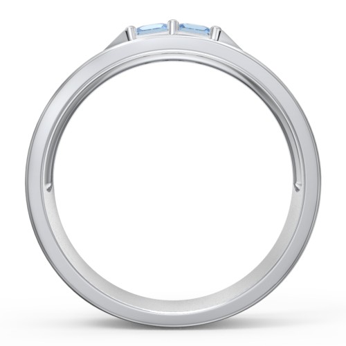 Men's Timeless Two Stone Ring – Sterling Silver with Blue Topaz