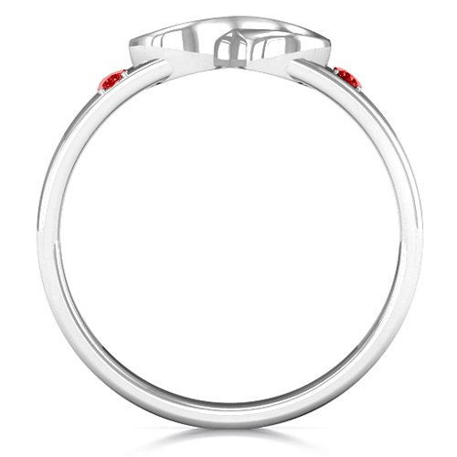 Men's Accented Infinity Ring – Sterling Silver with Garnet