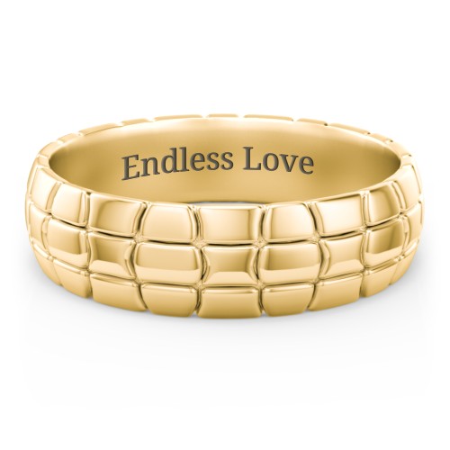 Men's Tortoise Shell Wide Band Ring – 10K Yellow Gold