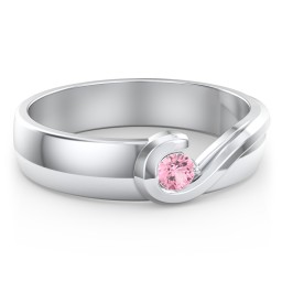 Men's Half Heart Ring with Birthstone