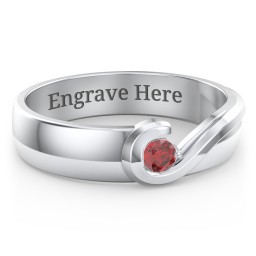 Men's Half Heart Ring with Birthstone