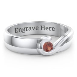 Men's Half Heart Ring with Birthstone