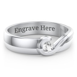 Men's Half Heart Ring with Birthstone