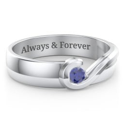 Men's Half Heart Ring with Birthstone