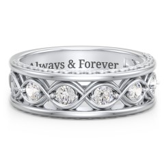 Men’s 5-Stone Infinity Ring – Sterling Silver with Cubic Zirconia