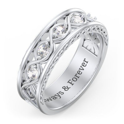 Men’s 5-Stone Infinity Ring – Sterling Silver with Cubic Zirconia