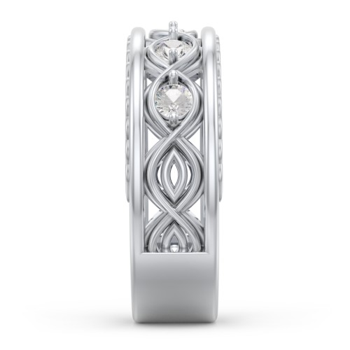 Men’s 5-Stone Infinity Ring – Sterling Silver with Cubic Zirconia