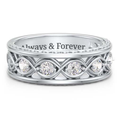 Men’s 5-Stone Infinity Ring – Sterling Silver with Cubic Zirconia