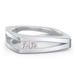 Men’s Squared Split Shank Ring with Princess Cut Gemstones