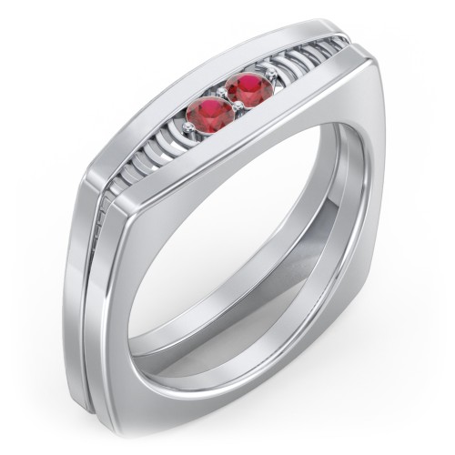 Men’s Squared Ring with Gemstones