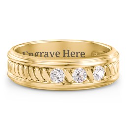 Men’s 3-Stone Ring with Twisted Rope Pattern
