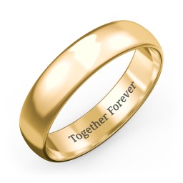 Men's Classic Half Round Wedding Band - 5mm Width in 10K Solid Yellow Gold
