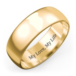 Men's Classic Half Round Wedding Band - 7mm Width in 10K Solid Yellow Gold