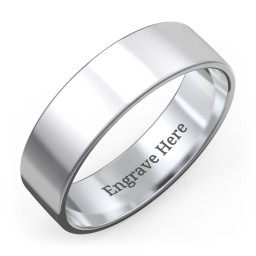 Men's Classic Flat Wedding Band - 6mm Width in 925 Sterling Silver
