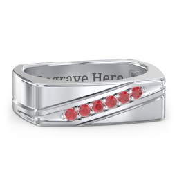 Men’s Flat Top Family Ring with Gemstones