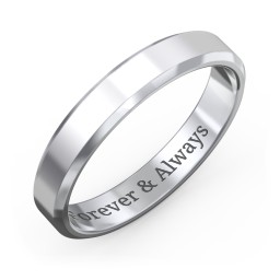 Men's Beveled Edge Wedding Band - 4mm Width in 925 Sterling Silver
