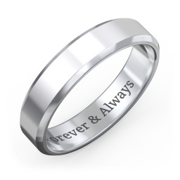 Men's Beveled Edge Wedding Band - 5mm Width in 925 Sterling Silver