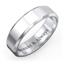 Men's Beveled Edge Wedding Band - 6mm Width in 925 Sterling Silver