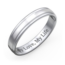 Men's Round Edge Wedding Band - 4mm Width in 925 Sterling Silver