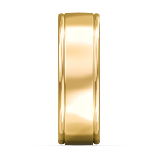 Men's Round Edge Wedding Band - 7mm Width – 10K Yellow Gold