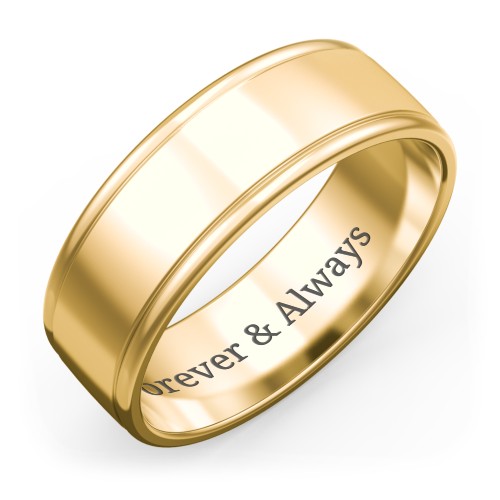 Men's Round Edge Wedding Band - 7mm Width – 10K Yellow Gold
