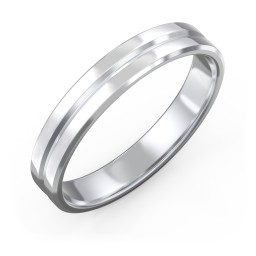Men's Beveled Edge Wedding Band with V Groove- 4mm Width