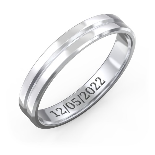 Men's Beveled Edge Wedding Band with V Groove- 4mm Width
